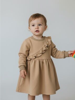 TINY TRIBE| ruffle sweater dress| fleece| neutral| boho| urban